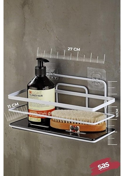 Haus Yapışkanlı Ömür Boyu Paslanmaz Kristal Ayarlanabilir Raf Banyo Düzenleyici Şampuanlık Beyaz Lş-01 Bs modelleri