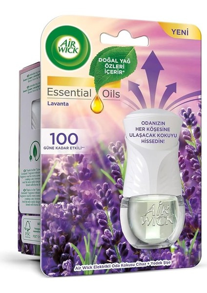 Wick Elektrikli Oda Kokusu Esansiyel Yağlar Cihaz + Yedek Şişe Lavanta