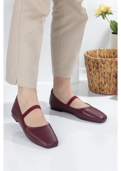 Beyaz Kare Burunlu Balerin Kadın Babet modelleri