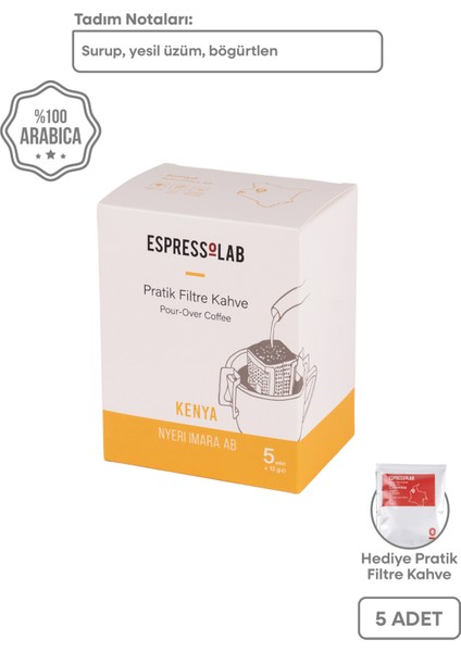 Kenya Nyeri Imara Ab Pratik Filtre Kahve - 5 Adet | Hızlı Ve Kolay Demleme
