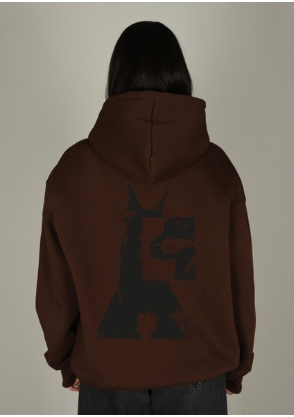 Doberman Baskılı Kapüşonlu Sweatshirt