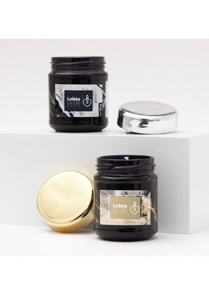 ve Gümüş Renkli Kokulu Kavanoz 2li Mum Seti