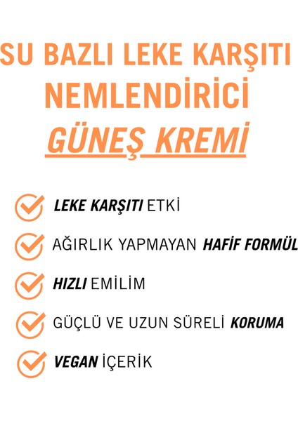 Su Bazlı Leke Karşıtı Yüz Güneş Kremi SPF50+ | Glulatyon, Aleo Vera | 50 ML | fırsatları