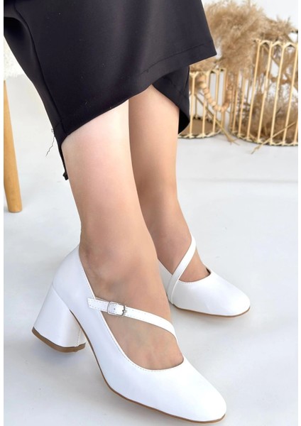 Kier Beyaz Cilt Topuklu Ayakkabı modelleri