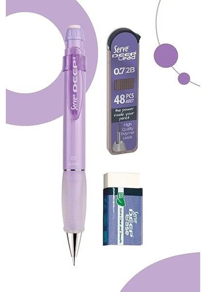 Deep Versatil Kalem, Silgi ve Kalem Ucu 0,7mm 3'lü Set - Lavanta fiyatları