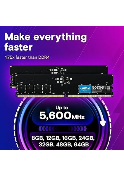Ram 32GB Kit (2X16GB) Ddr5 5600MHZ (Veya 5200MHZ Veya 4800MHZ) Masaüstü Bellek CT2K16G56C46U5 modelleri