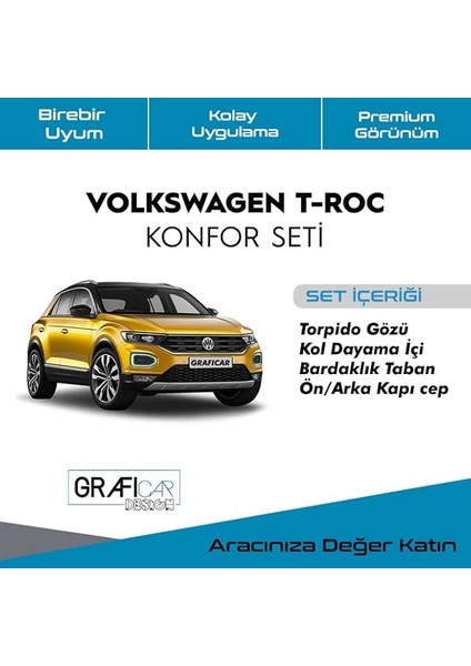 Design Volkswagen T-Roc Konfor Seti̇ - Saklama Alanları Kumaş Kaplama-Ses Izolasyon Amaçli Ürün