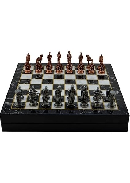 Orta Boy Metal Truva-Sparta Satranç Takımı Antik ve Mermer Desenli Sandıklı Mdf Tahtası (36X36X6 Cm.) fiyatları