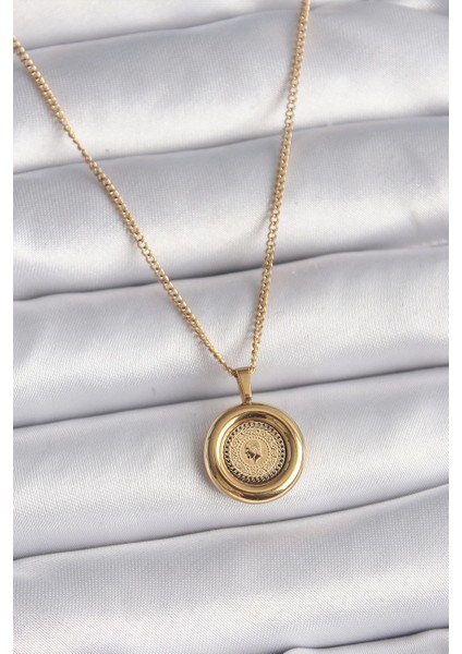 Bfs 316L Çelik Gold Renk Zincir Gold Altın Model Kadın Kolye