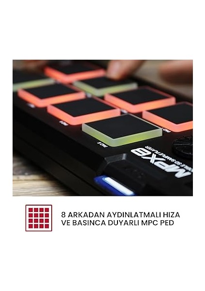 Professional Mpx8 - Sample Pad Controller 8 Performansa Hazır Hıza Duyarlı Pedli, Mıdı Bağlantısı ve Yerleşik Sd Kart Yuvasına Sahip Taşınabilir Örnek, Siyah modelleri