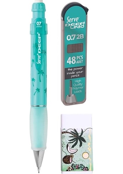 Doğa Desenli Deep Kalem, Deep Silgi ve Deep Min, 0.7 Mm, Nane Yeşili fiyatları