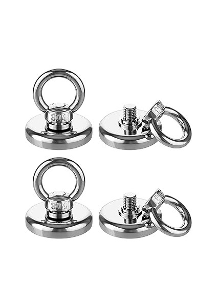 Çok Güçlü Deniz Mıknatısı - Fishing Magnet - Neodyum Daimi Çelik Mıknatıs - Halkalı Pot Mıknatıs - Nikel Kaplı - Paslanmaz - Kararma Yapmaz - Tuzlu Suya Dayanıklı (Ø48 mm (60KG)) modelleri