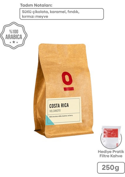 Costa Rica Volcancito Natural Anaerobik Arabica Kahve - 250 g | Sütlü Çikolata & Toffee Aromalı