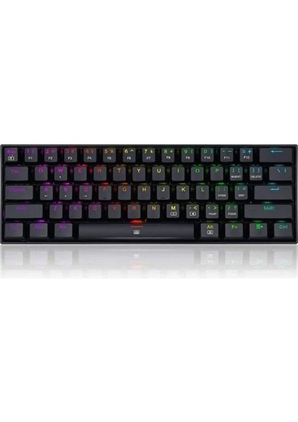 Redragon K630 Rgb Dragonborn Blue Swıtch %60 Q Tr Mekanik Oyuncu Klavyesi Siyah