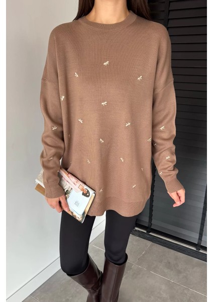 Kadın Kurdele Nakışlı Triko Kazak (M-L-Xl Uyumludur) P-00018883 fiyatları