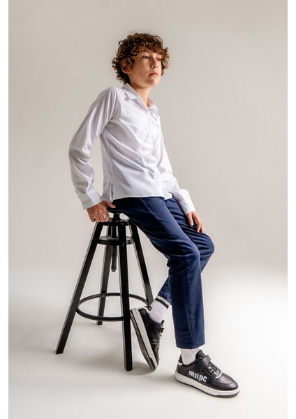 Erkek Çocuk Siyah Hakiki Deri Anatomik Günlük Ayakkabı