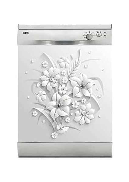 Makinesi Sticker Kaplama Beyaz Eşya Kaplama Gri Çiçekler