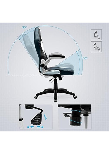 Oyuncu, Yüksek Sırtlı, Ofis Koltuğu, Yüksekliği Ayarlanabilir, Katlanabilir Kolçaklar, Sallanan Fonksiyon, Oyuncular Için, Siyah/gri/beyaz OBG28G fiyatları