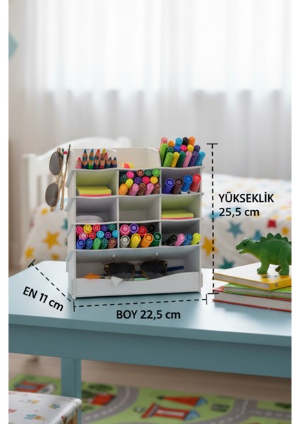 Wave 13 Gözlü Masaüstü Ahşap Organizer Kalemlik- Takı Makyaj Çok Amaçlı Organizer-Hediyelik modelleri