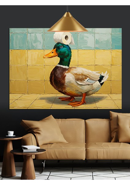 Ayakta Duran Ördek Portresi Dekoratif Kanvas - Mdf Ahşap Tablo