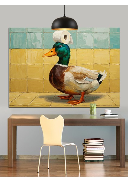 Ayakta Duran Ördek Portresi Dekoratif Kanvas - Mdf Ahşap Tablo fırsatları