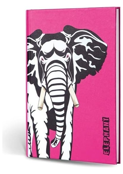Hayvan Figürlü Dokulu Defter Çizgili Fil