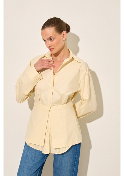 Amber Bel Panelli Uzun Kollu Pamuk Gömlek modelleri