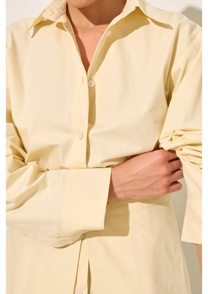 Amber Bel Panelli Uzun Kollu Pamuk Gömlek