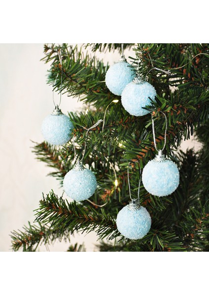 4 cm Ağaç Süsleme Topları 6lı -Mavi-