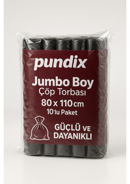 Pundıx J650 Endüstriyel Jumbo Boy Çöp Poşeti – 80X110 cm – 1 Koli (10 Rulo / 100 Adet) Dayanıklı, Sızdırmaz ve Geniş Hacimli Çöp Torbası indirimleri