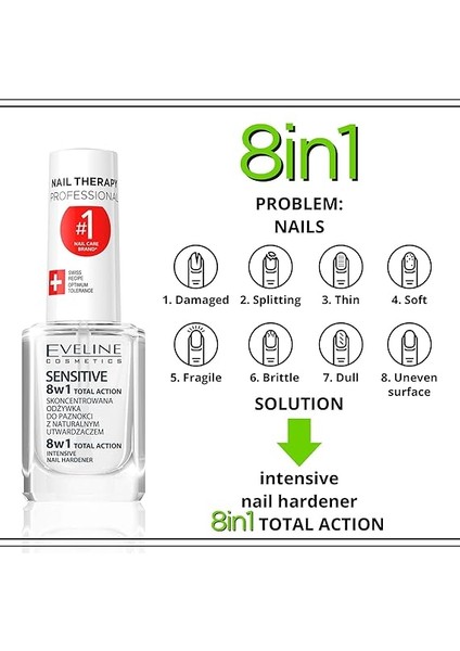 Cosmetics 8 In 1 Total Action Sensitive 12ML | 8'i 1 Arada Total Hassas Tırnak Bakımı fiyatları