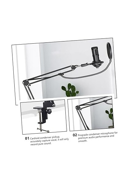 1 Takım Mikrofon Mikrafon Microphone Ses Yoğunlaştırıcı USB C Karaoke Alüminyum Alaşım Black modelleri