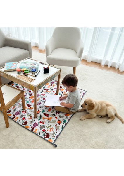 Zoo, 145X150CM Yemek, Beslenme, Ek Gıdaya Geçişte, Sıvı Geçirmeyen, Yıkanabilir, Ekstra Geniş Örtü
