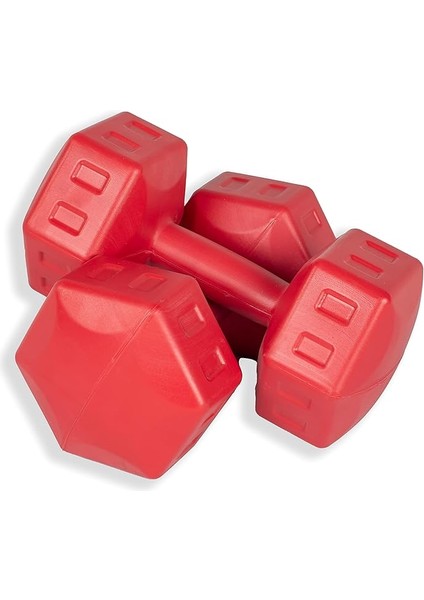 5 kg Kırmızı Dambıl Seti 5 kg x 2 Toplam 10 kg Ağırlık Sabit Kullanım İçin