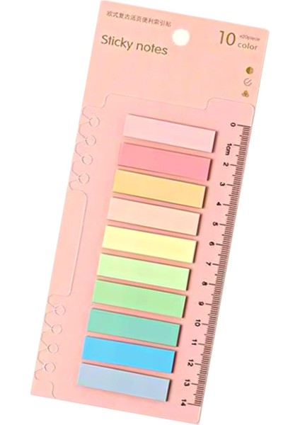 Post It 10 Renkli 200 Yaprak Yapışkan Not Kağıtları Sticky Etiket Not Defteri Kitap Ayracı (Vanilya Tam)