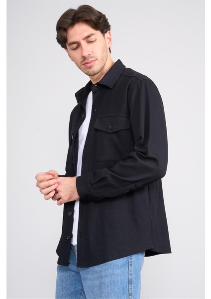 2290 Erkek Uzun Kol Regular Overshirt Gömlek Siyah fiyatları