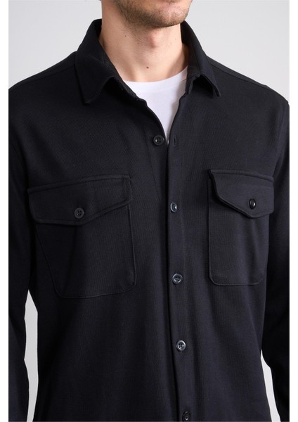 2290 Erkek Uzun Kol Regular Overshirt Gömlek Siyah fırsatları