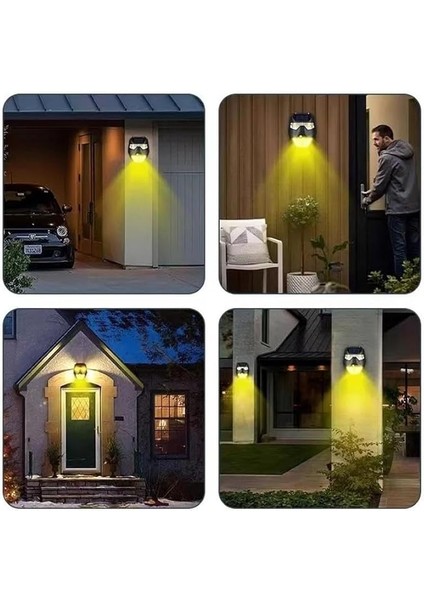 Solar Güneş Enerjili Lamba Panter 2 Cop LED Hareket Sensörlü 5 Işık Modlu Aplik Su Geçirmez Duvar Teras Veranda Bahçe Agaç Patika Garaj Balkon Dekorasyon Aydınlatması fırsatları