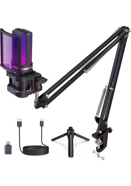 Podcast Rgb Mikrofon Kiti Twitch Youtuber ve Canlı Yayın Için Özel Mikrofon A68S (A68S)