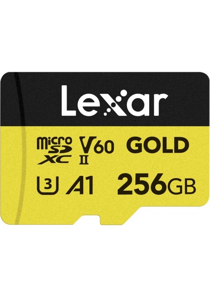 256GB Mikro Sd Kart, Microsdxc Uhs-Iı Bellek Kartı, V60, U3, A1, C10 Microsd Kart, 280MB/S'YE Kadar Okuma, Drone/aksiyon Kamerası/uhs-Iı Taşınabilir Oyun Cihazı Için (LMSGOLD256G-BNNNG)