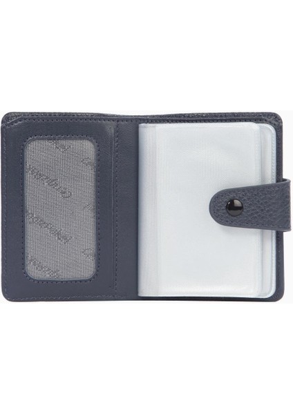 Şeffaf Bölmeli Çıtçıtlı Hakiki Deri Erkek Kartlık – 2517 - Lacivert fiyatları