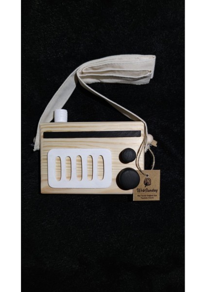 Doğal Ahşap Retro Radyo, Çocuk Oyun ve Dekor Için Nostaljik Askılı Tasarım