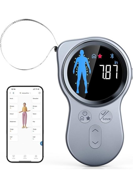 Yükseltilmiş Vücut Ölçü Bandı - Kilo Kaybı, Kas Kazancı ve Fitness Ilerlemesini Izlemek Için Geliştirilmiş Alet, Hassas Hem Inç Hem De Santimetre Cinsinden Dijital Akıllı Geri Çekilebilir Bant
