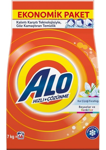 7 kg Kar Çiçeği Ferahlğı Beyazlar ve Renkliler Hızlı Çözülme Toz Deterjan