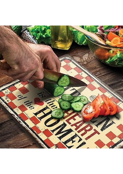 Cam Kesme Tahtası My Kitchen Heart Desenli modelleri