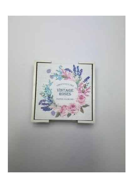 Ahşap Altlığı Seti (Kutulu - Çiçek Desenli) fiyatları