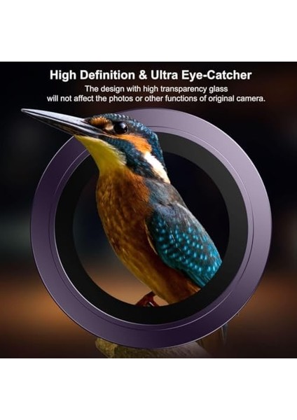 14 Pro/ 14 Pro Max Safir Premium Kamera Lens Koruyucu, Çizilmez 9h Temperli Cam Kamera Lens Koruyucu Metal Lens Aksesuarlar Kolay Kurulum (Mor) fiyatları