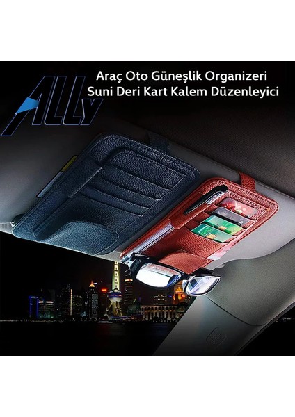 Ally Araç Oto Güneşlik Organizeri Suni Deri Kart Kalem DÜZENLEYICI-(5775) - N524J617-M69524 fırsatları
