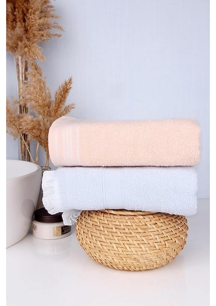 %100 Pamuk 2'li Renkli 50X70 El/yüz Havlu Seti Turuncu