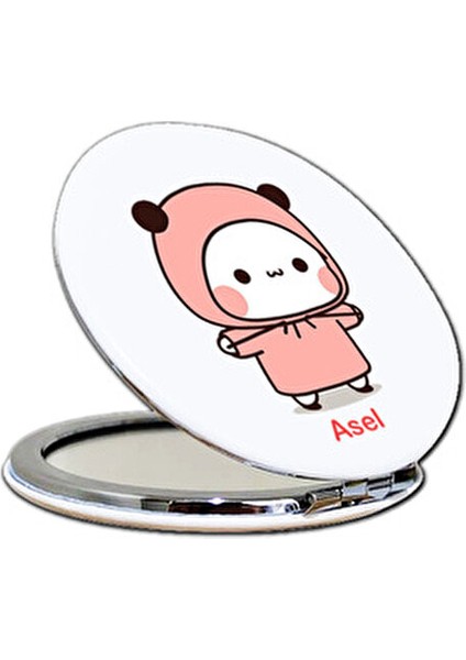 Dudu Bubu Baskılı Ayna 7 cm Çift Taraflı Kapaklı ve Büyüteçli Cep Aynası Sevgiliye Özel